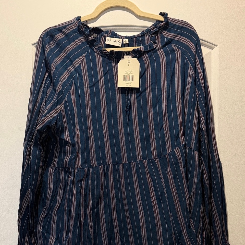 Wonderly Navy and Pink Striped Tunic